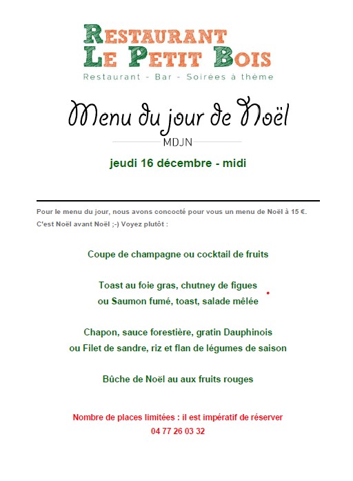 Menu Noel le petit bois