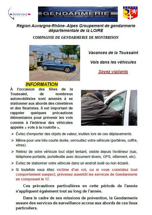 INFORMATION GENDARMERIE TOUSSAINT